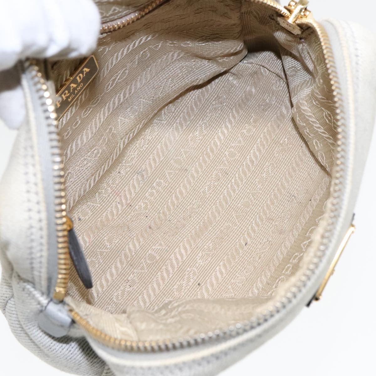 Prada Triangle Logo Beige Denim - Jeans Clutch Bag (Pre-Owned) Size ONE SIZE - 10 Thumbnail