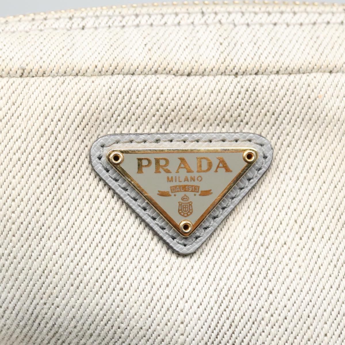 Prada Triangle Logo Beige Denim - Jeans Clutch Bag (Pre-Owned) Size ONE SIZE - 16 Thumbnail
