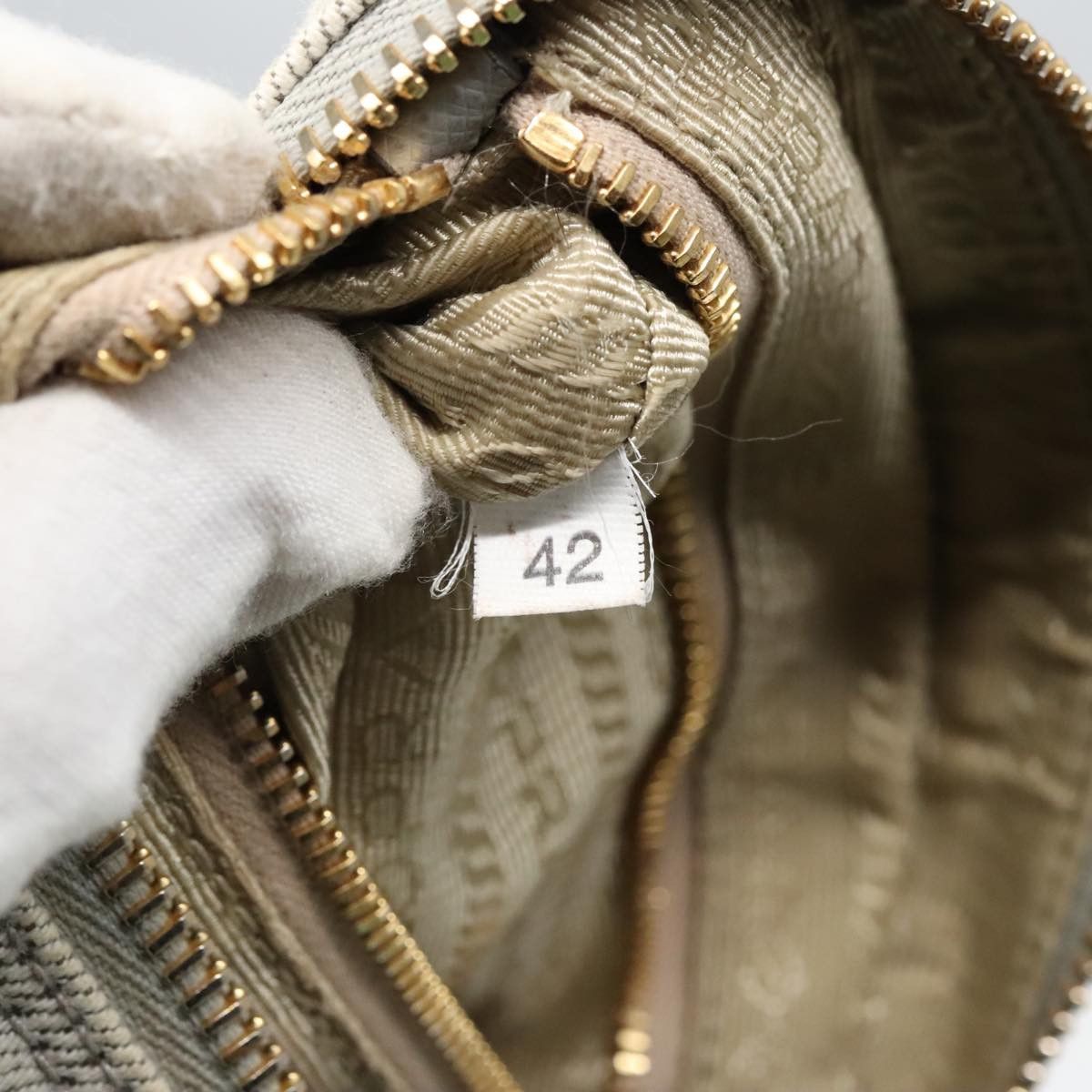 Prada Triangle Logo Beige Denim - Jeans Clutch Bag (Pre-Owned) Size ONE SIZE - 11 Thumbnail