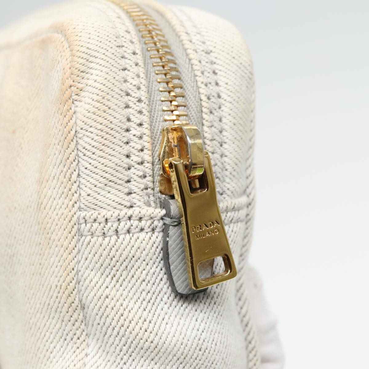Prada Triangle Logo Beige Denim - Jeans Clutch Bag (Pre-Owned) Size ONE SIZE - 9 Thumbnail
