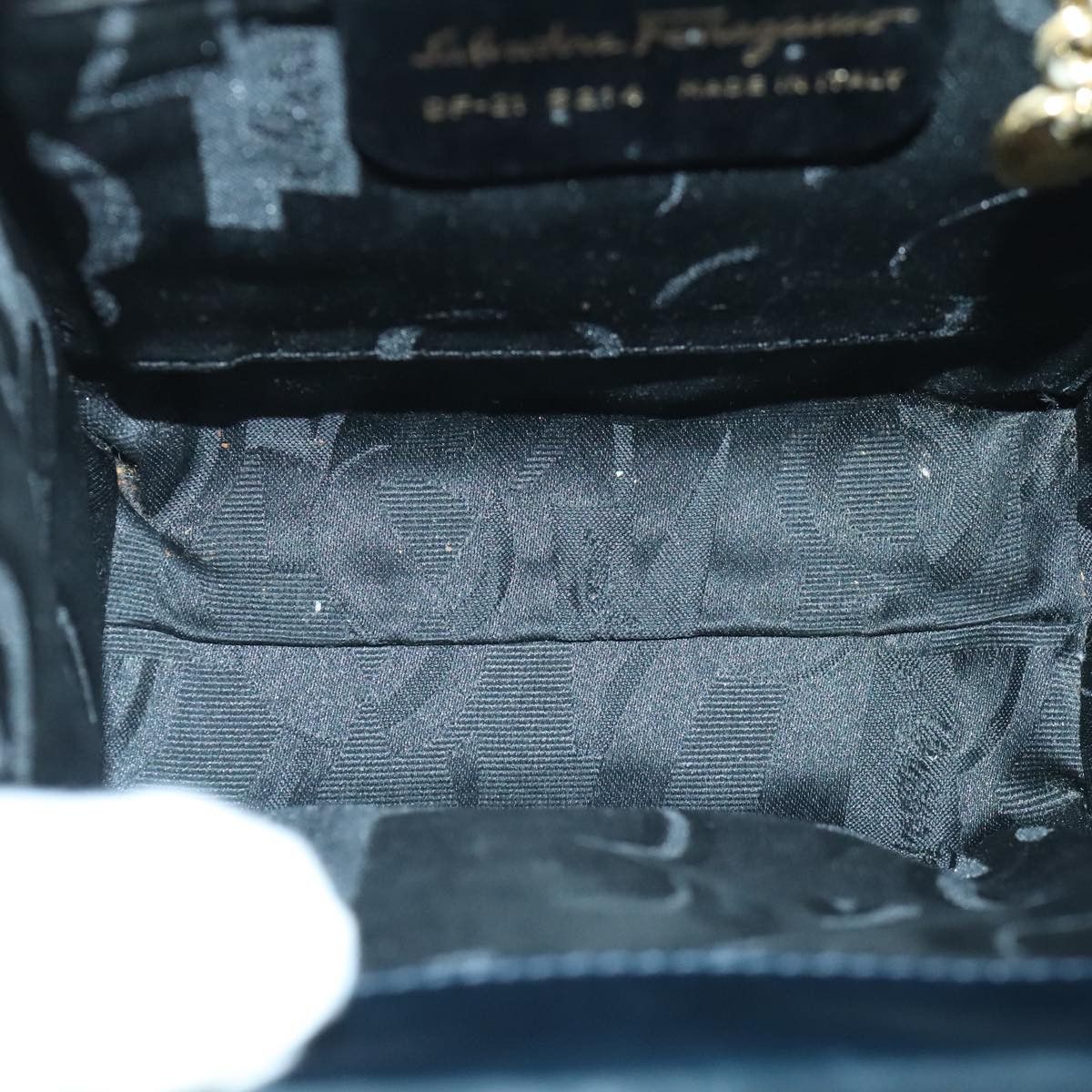 Salvatore Ferragamo Gancini Navy Leather Handbag (Pre-Owned) Size ONE SIZE - 10 Thumbnail