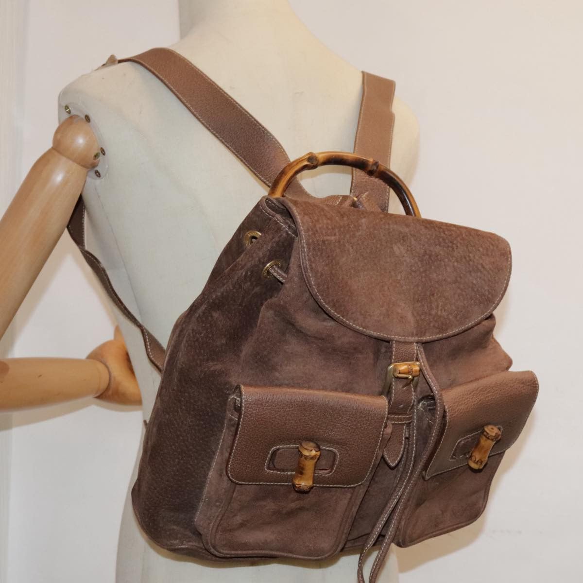 Gucci Bamboo Brown Suede Backpack Bag (Pre-Owned) Size ONE SIZE - 11 Thumbnail