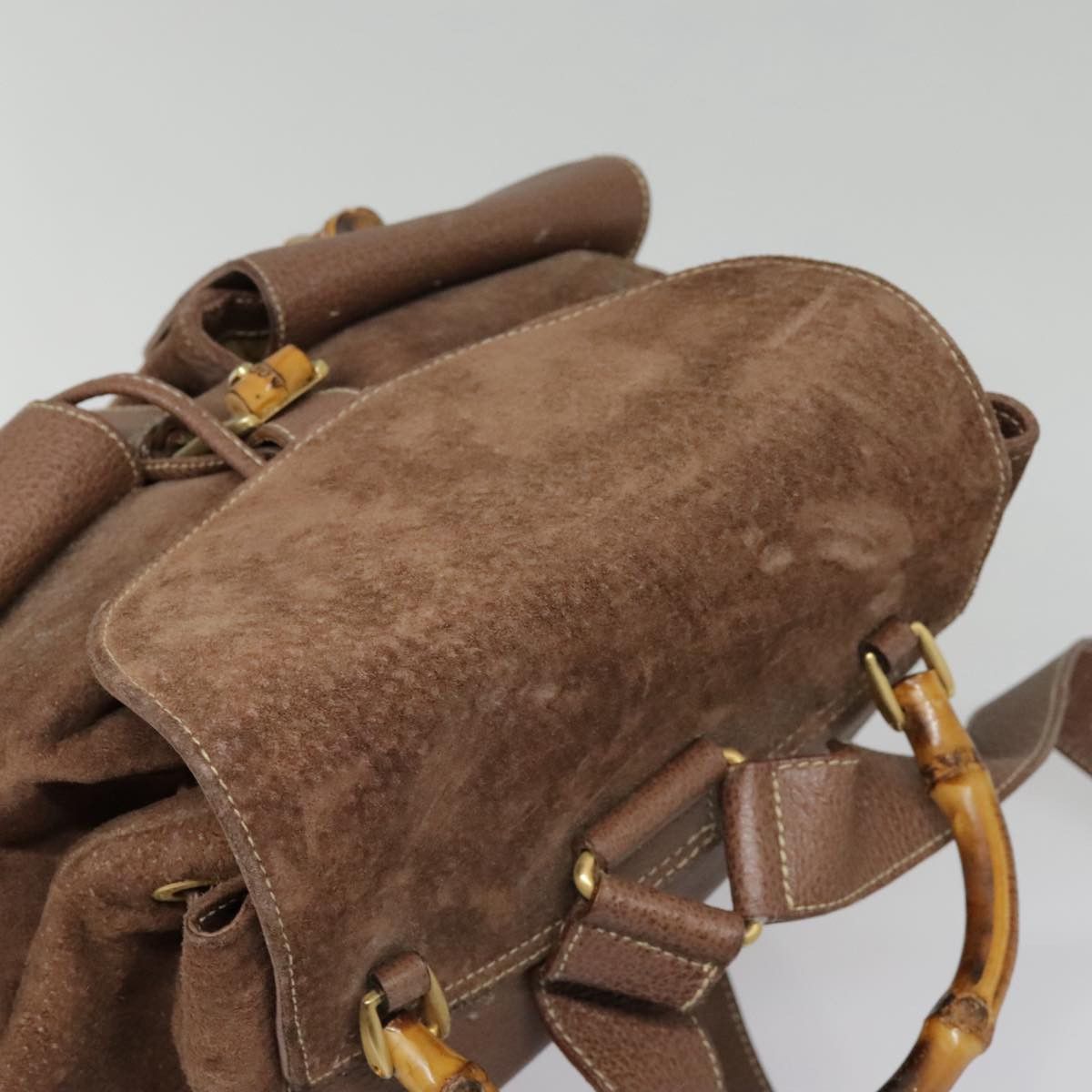 Gucci Bamboo Brown Suede Backpack Bag (Pre-Owned) Size ONE SIZE - 14 Thumbnail