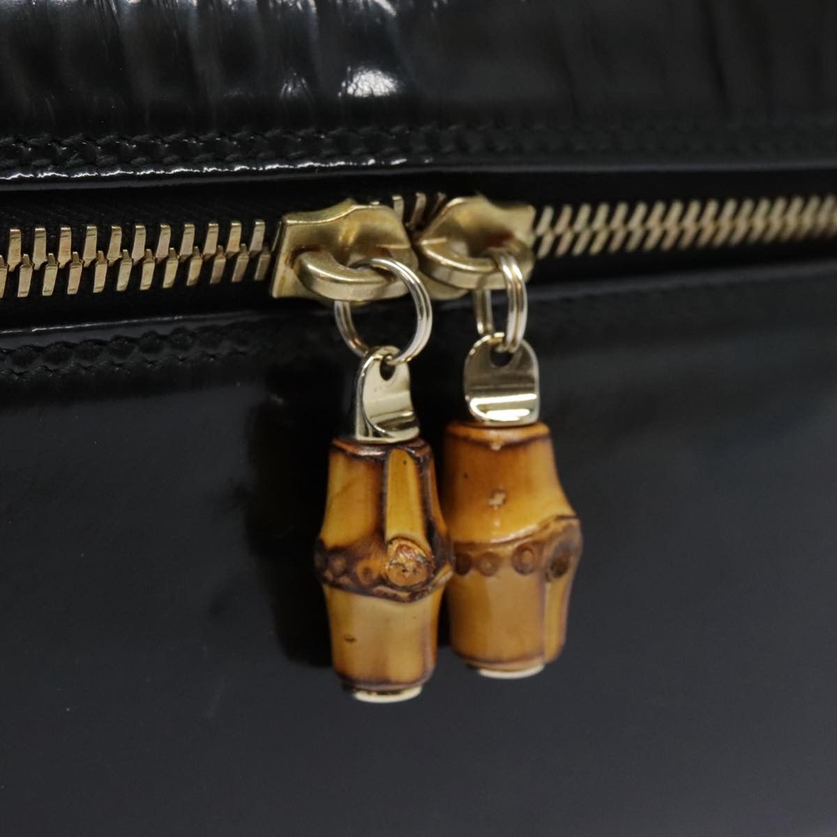 Gucci Bamboo Black Patent Leather Clutch Bag (Pre-Owned) Size ONE SIZE - 11 Thumbnail