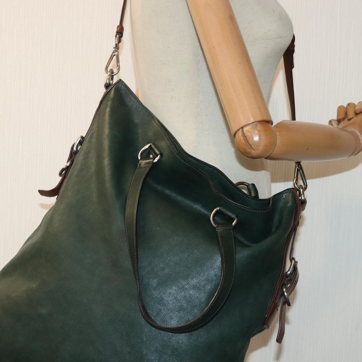 Prada Green Leather Tote Bag (Pre-Owned) Size ONE SIZE - 16 Thumbnail