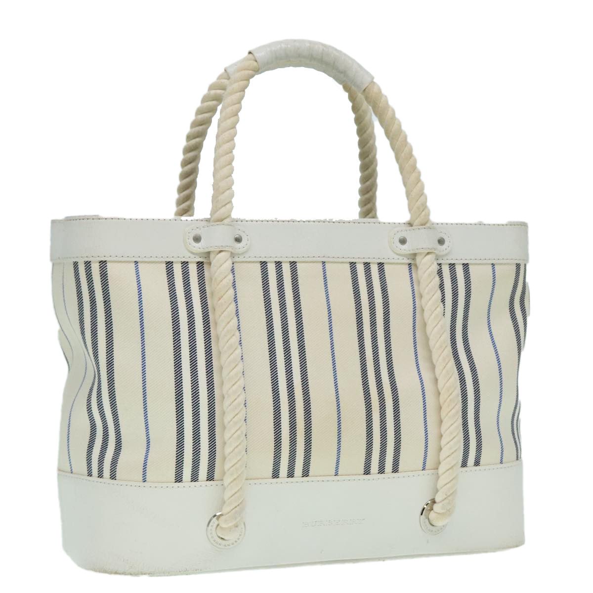 Burberry White Canvas Handbag (Pre-Owned) Size ONE SIZE - 16 Thumbnail