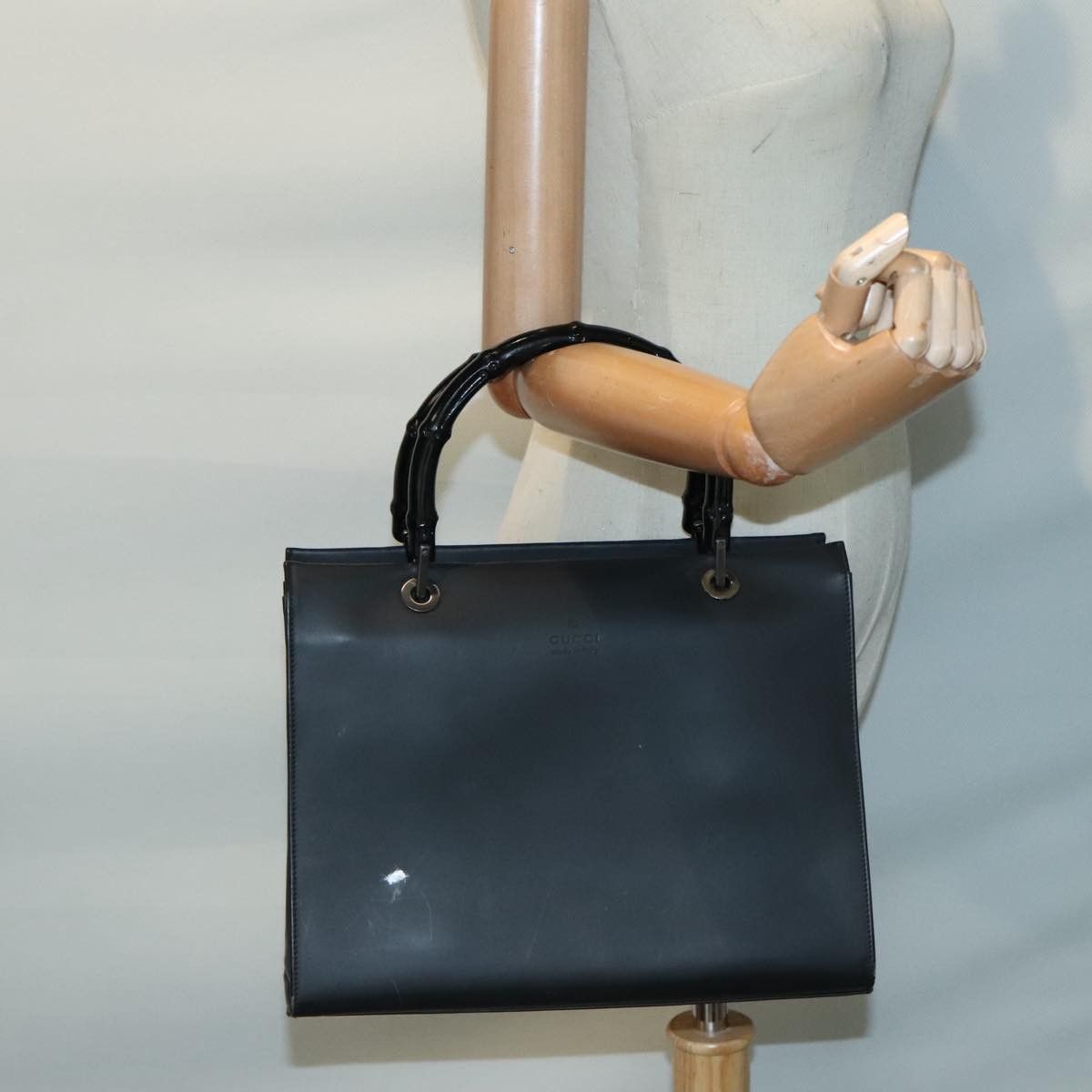 Gucci Bamboo Black Leather Handbag (Pre-Owned) Size ONE SIZE - 15 Thumbnail