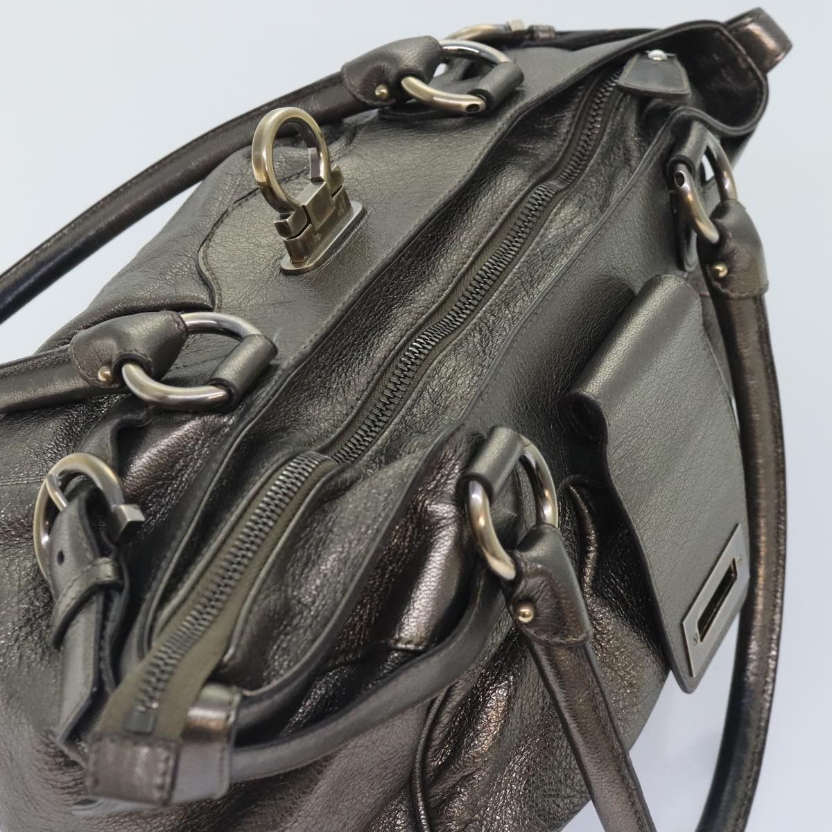 Salvatore Ferragamo Gancini Gold Leather Handbag (Pre-Owned) Size ONE SIZE - 13 Thumbnail