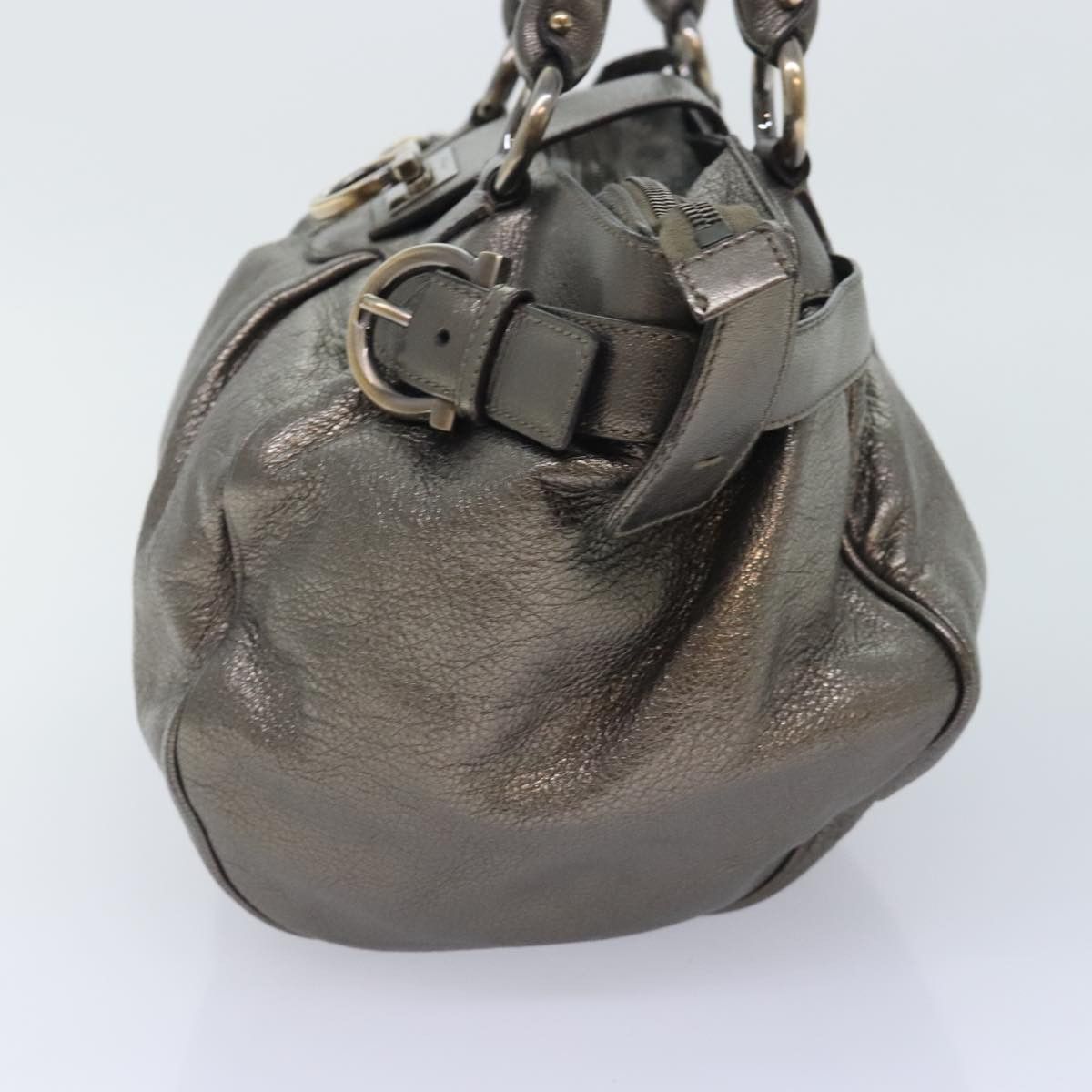 Salvatore Ferragamo Gancini Gold Leather Handbag (Pre-Owned) Size ONE SIZE - 12 Thumbnail