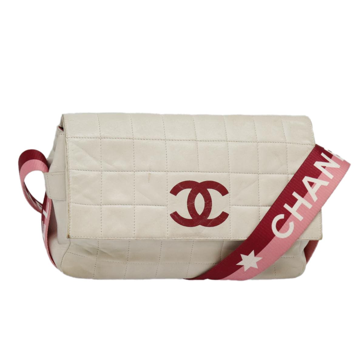 Chanel Chocolate Bar White Leather Shoulder Bag (Pre-Owned) Size ONE SIZE - 17 Thumbnail