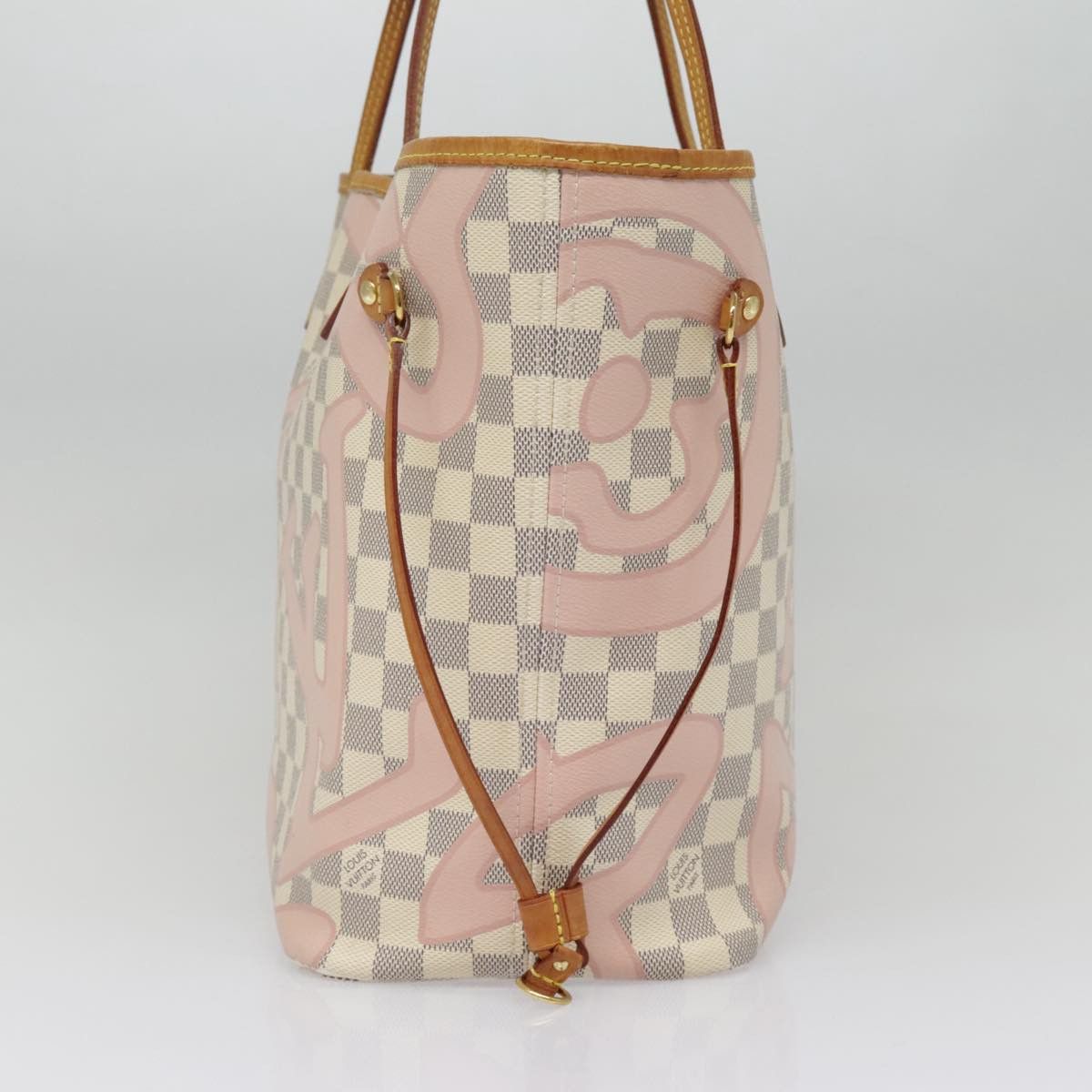 Louis Vuitton Neverfull Mm White Canvas Tote Bag (Pre-Owned) Size ONE SIZE - 3 Thumbnail
