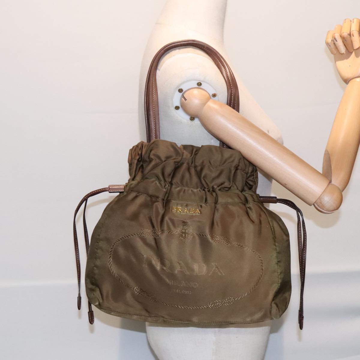 Prada Tessuto Khaki Synthetic Shoulder Bag (Pre-Owned) Size ONE SIZE - 11 Thumbnail