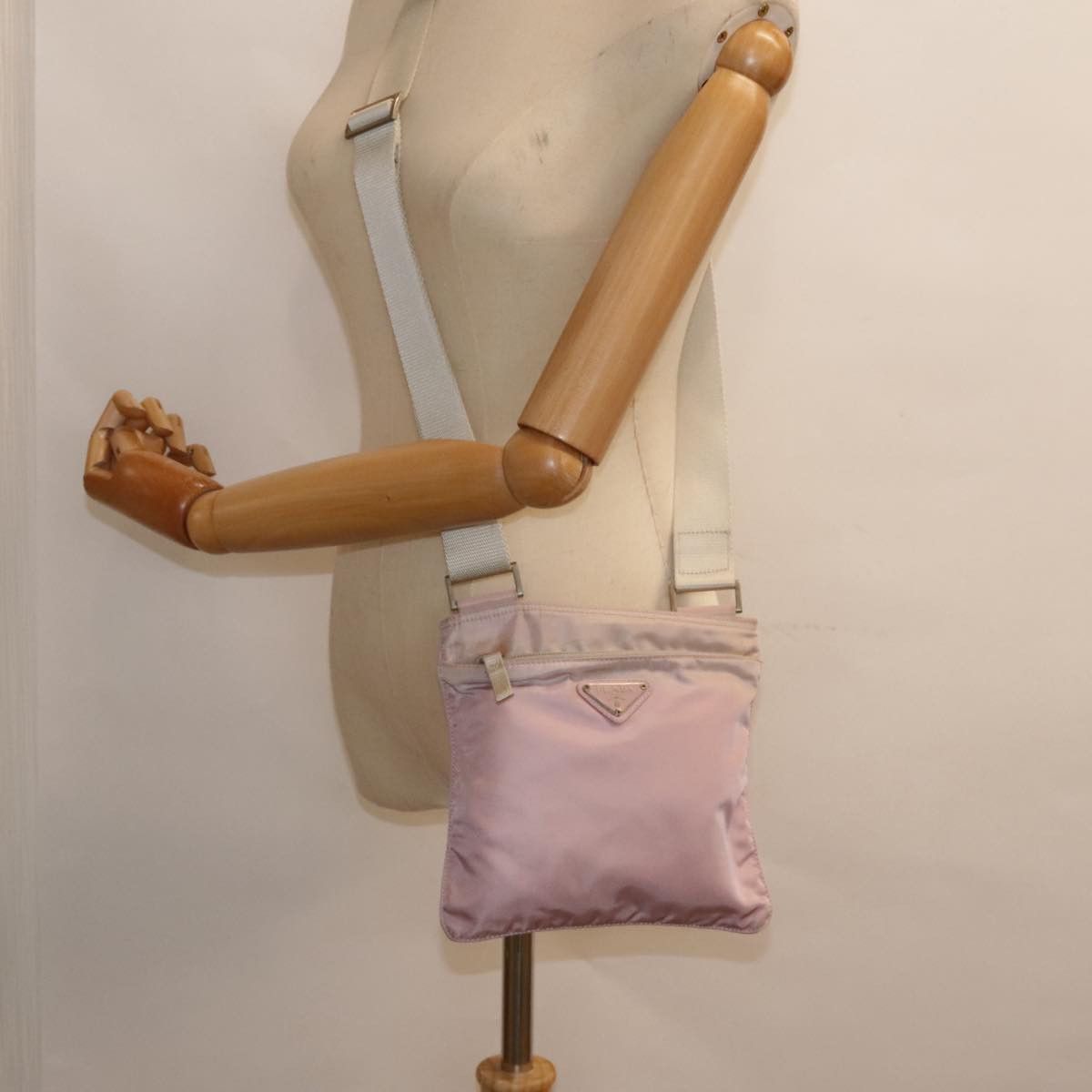 Prada Triangle Logo Pink Synthetic Shoulder Bag (Pre-Owned) Size ONE SIZE - 16 Thumbnail