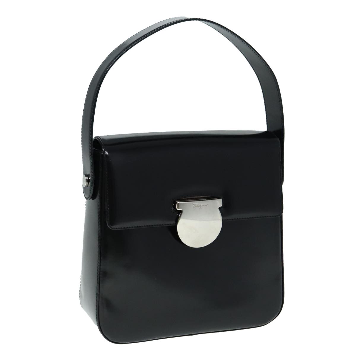 Salvatore Ferragamo Gancini Black Patent Leather Handbag (Pre-Owned) Size ONE SIZE - 17 Thumbnail