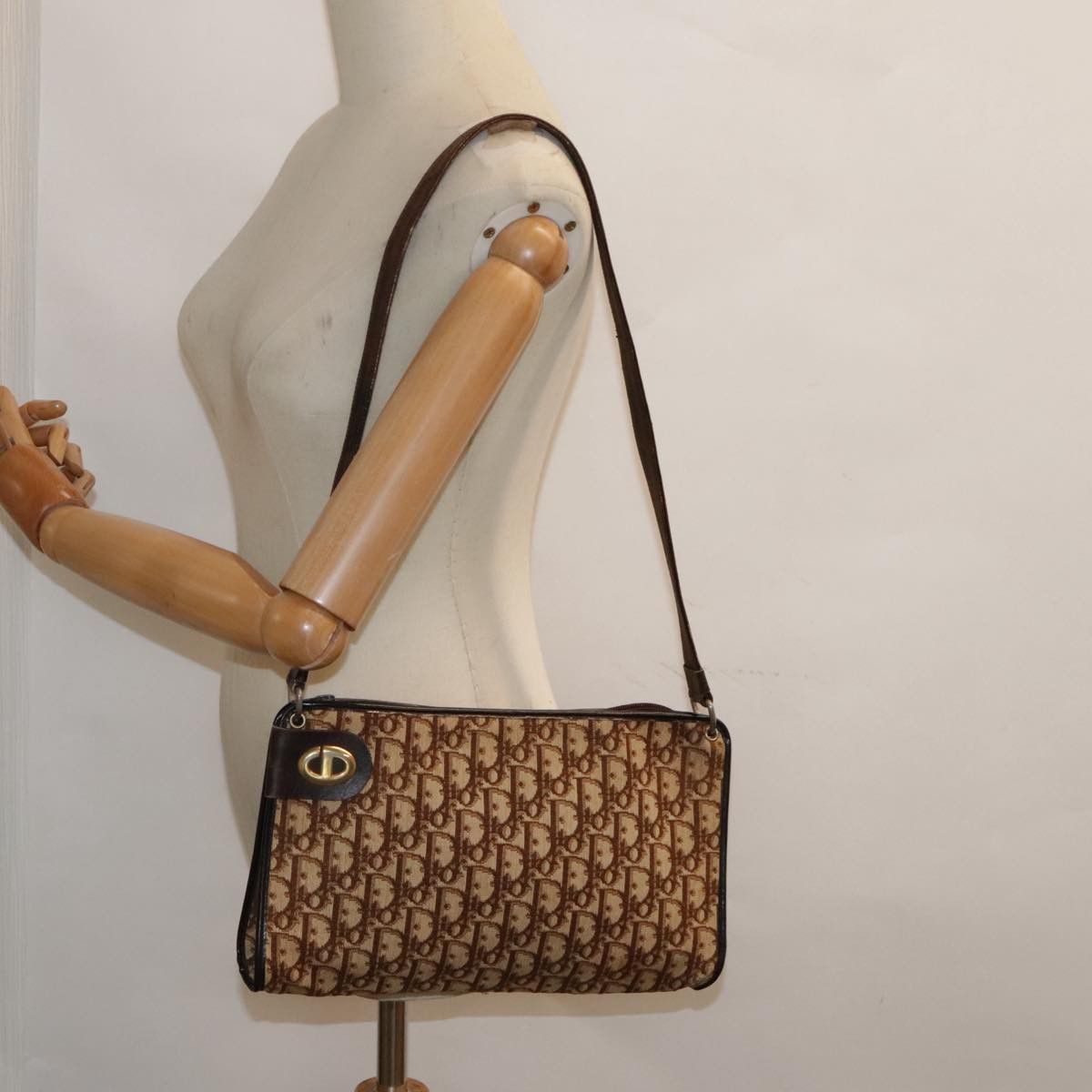 Dior Trotter Brown Canvas Shoulder Bag (Pre-Owned) Size ONE SIZE - 10 Thumbnail