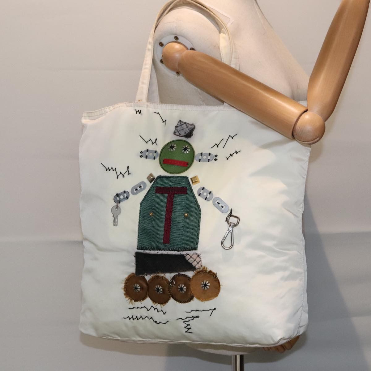 Prada Robot White Canvas Tote Bag (Pre-Owned) Size ONE SIZE - 15 Thumbnail
