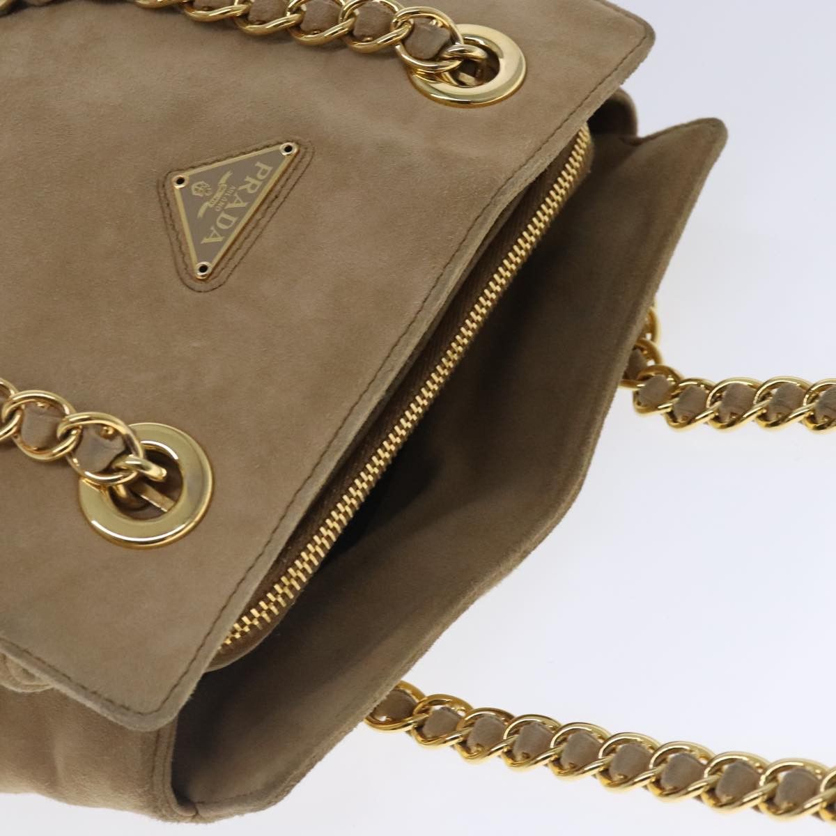 Prada Beige Suede Shoulder Bag (Pre-Owned) Size ONE SIZE - 14 Thumbnail
