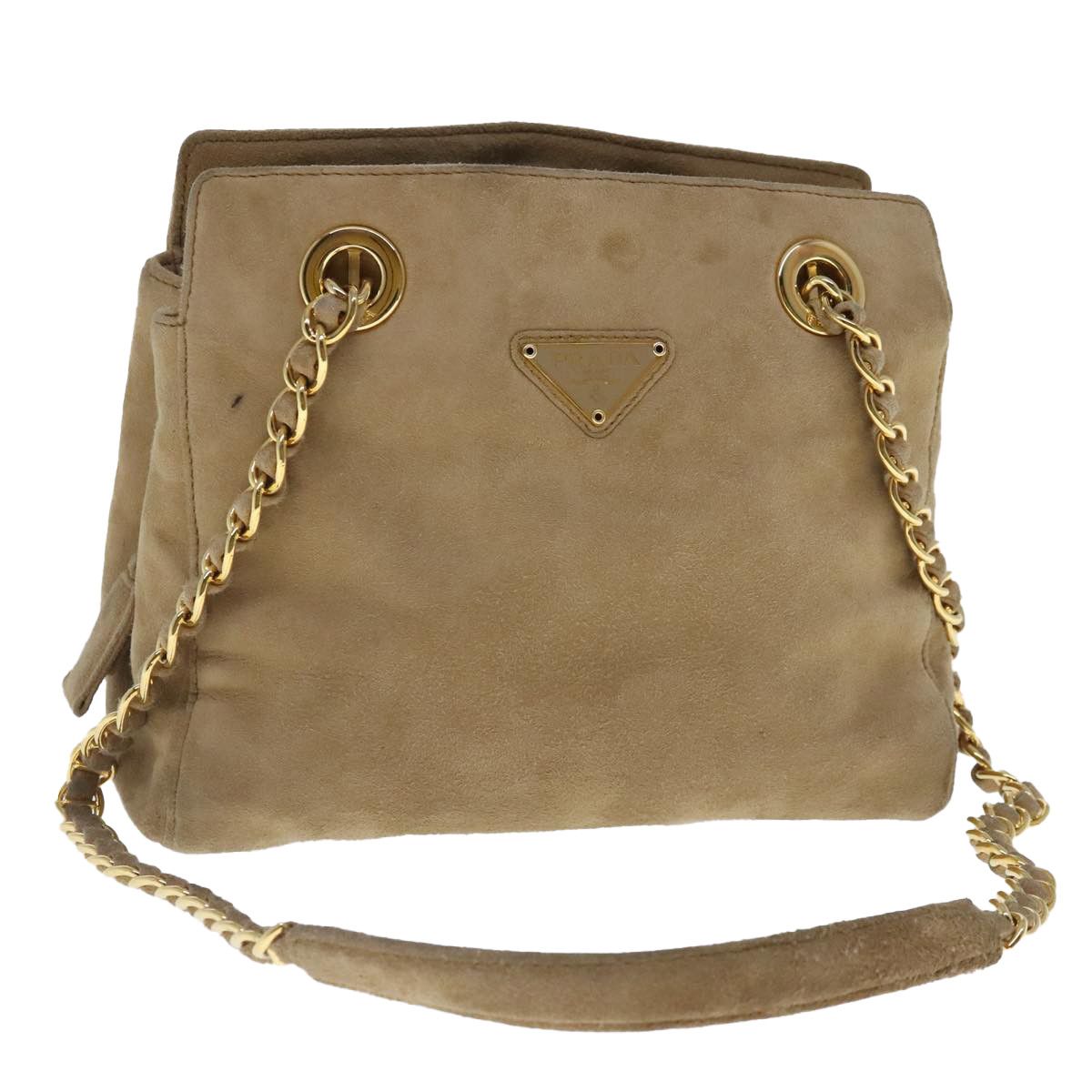 Prada Beige Suede Shoulder Bag (Pre-Owned) Size ONE SIZE - 16 Thumbnail