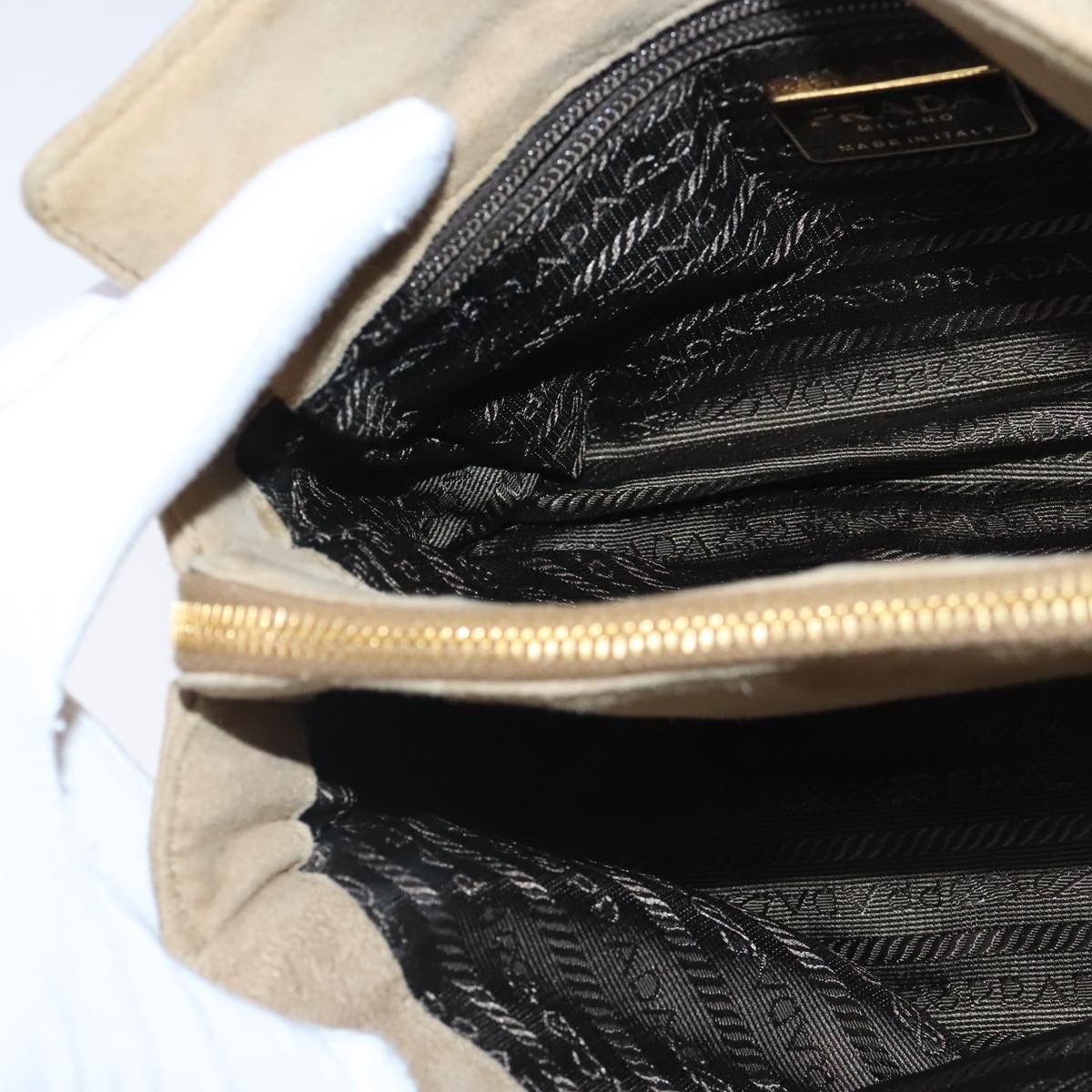 Prada Beige Suede Shoulder Bag (Pre-Owned) Size ONE SIZE - 20 Thumbnail