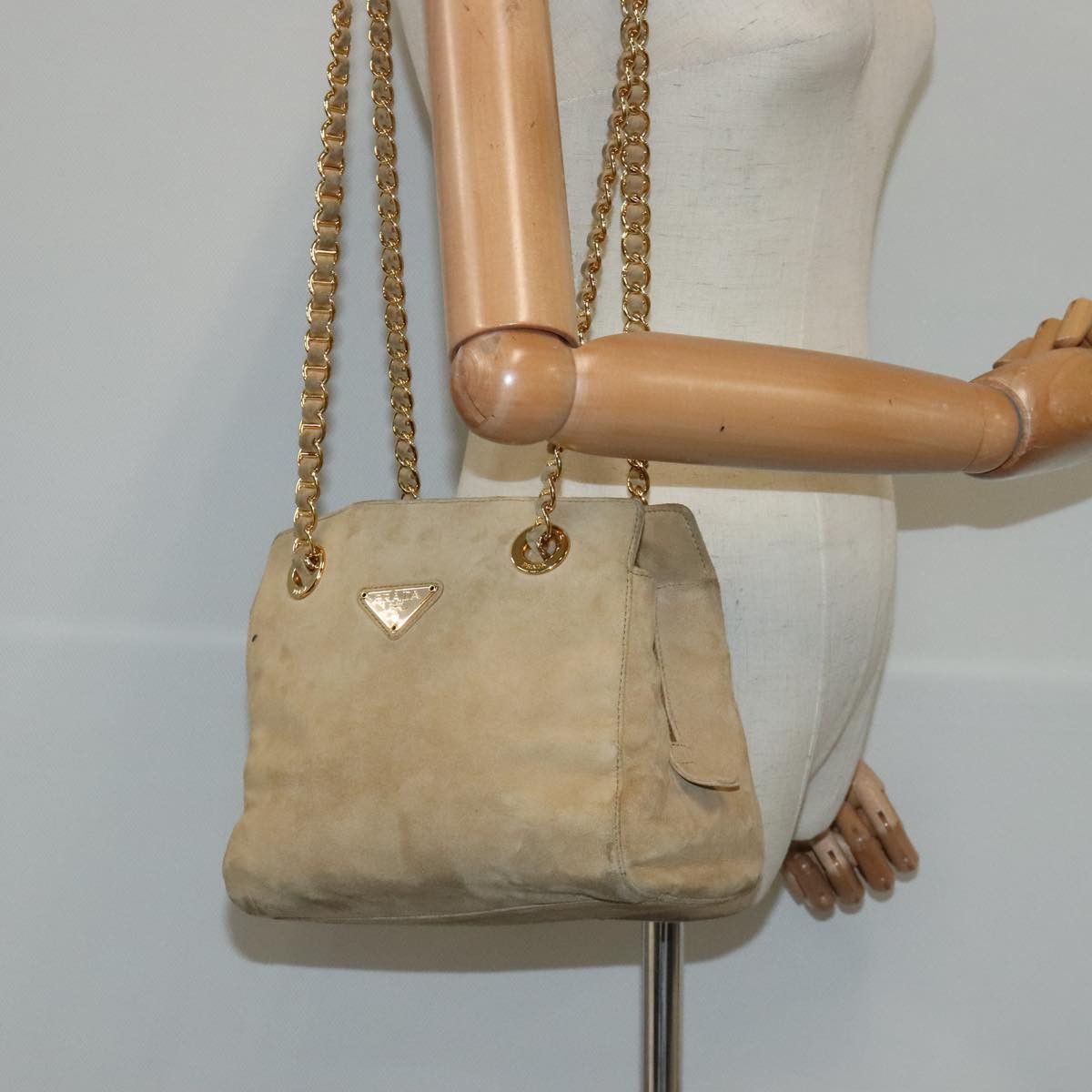 Prada Beige Suede Shoulder Bag (Pre-Owned) Size ONE SIZE - 15 Thumbnail
