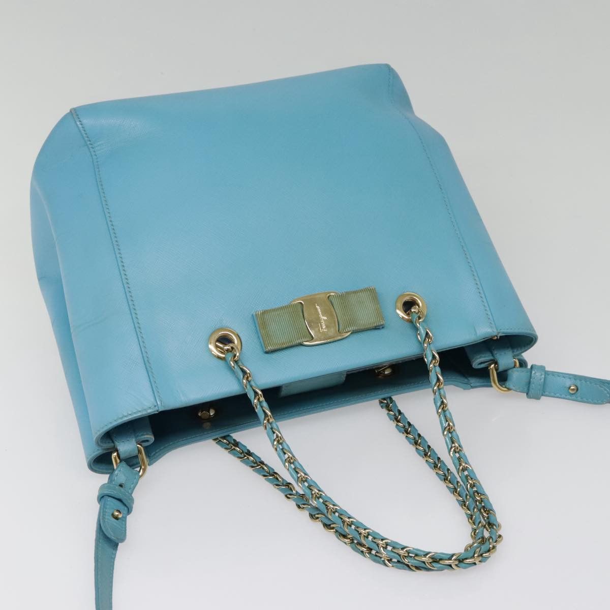 Salvatore Ferragamo Blue Leather Handbag (Pre-Owned) Size ONE SIZE - 5 Thumbnail