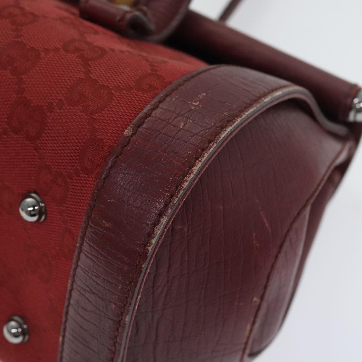Gucci Bamboo Red Canvas Shoulder Bag (Pre-Owned) Size ONE SIZE - 10 Thumbnail