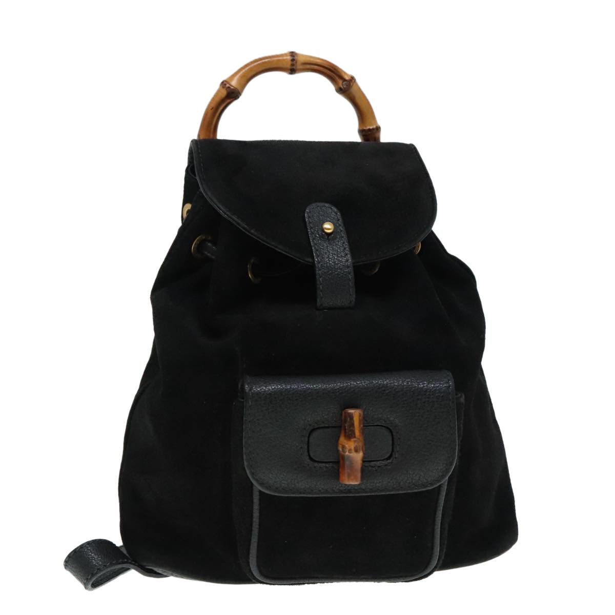 Gucci Bamboo Black Suede Backpack Bag (Pre-Owned) Size ONE SIZE - 15 Thumbnail