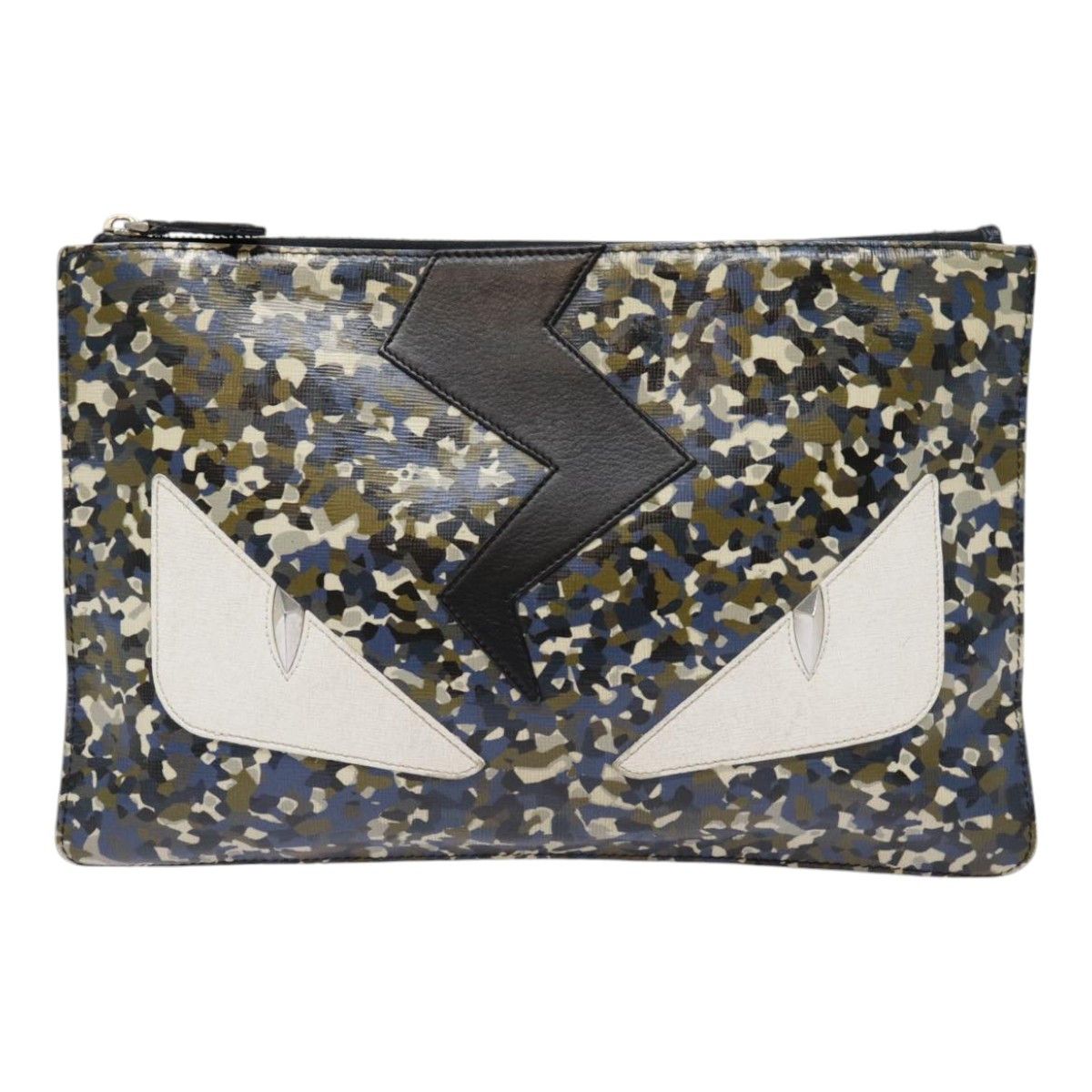 Fendi Monster Navy Canvas Clutch Bag (Pre-Owned) Size ONE SIZE - 15 Thumbnail