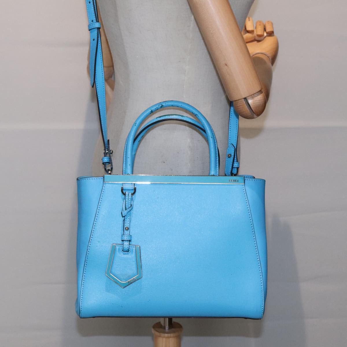 Fendi 2Jours Blue Leather Handbag (Pre-Owned) Size ONE SIZE - 11 Thumbnail