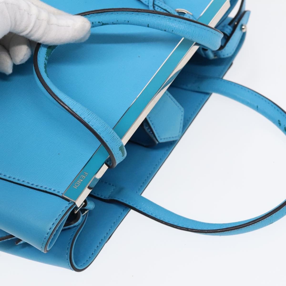 Fendi 2Jours Blue Leather Handbag (Pre-Owned) Size ONE SIZE - 13 Thumbnail