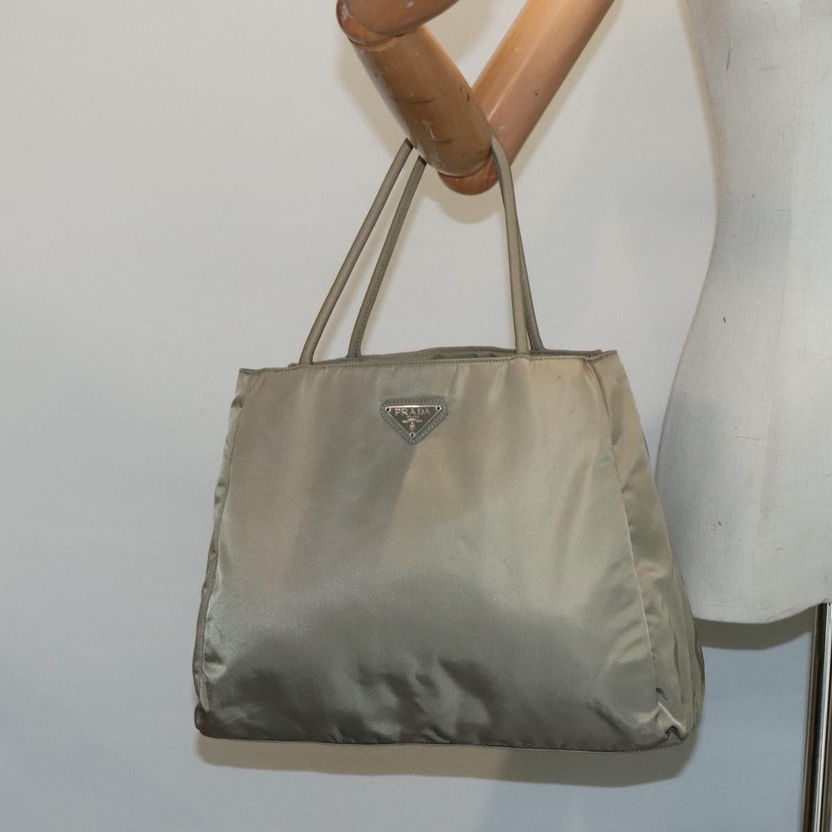 Prada Triangle Logo Beige Canvas Tote Bag (Pre-Owned) Size ONE SIZE - 16 Thumbnail