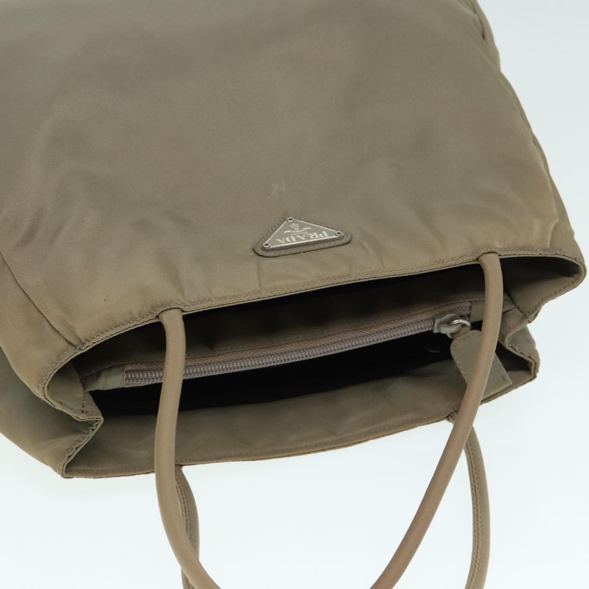 Prada Triangle Logo Beige Canvas Tote Bag (Pre-Owned) Size ONE SIZE - 18 Thumbnail