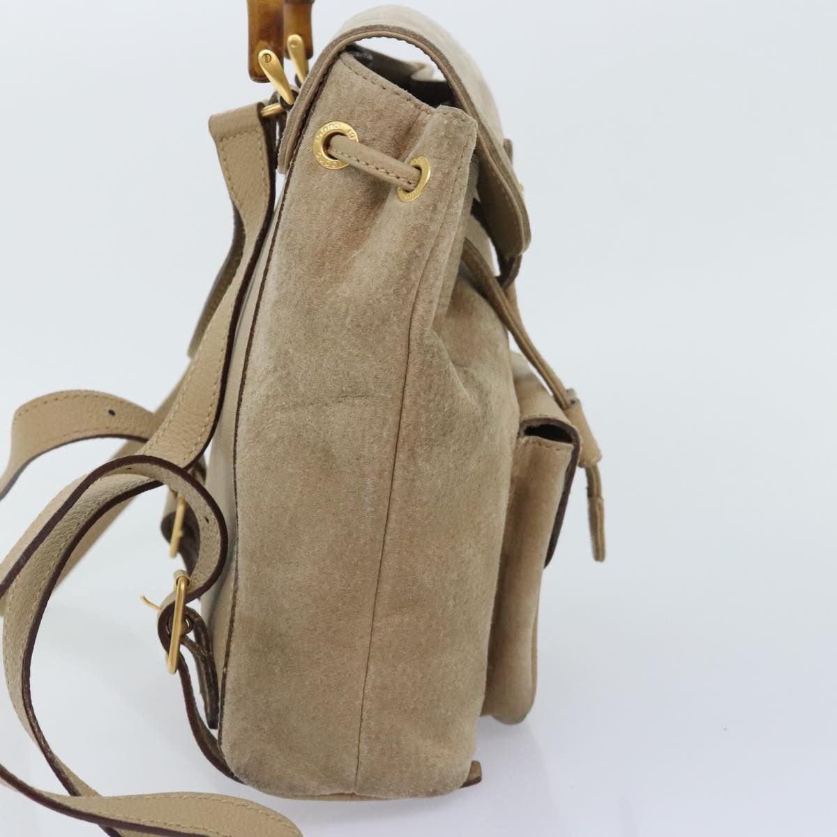 Gucci Bamboo Beige Suede Backpack Bag (Pre-Owned) Size ONE SIZE - 4 Thumbnail