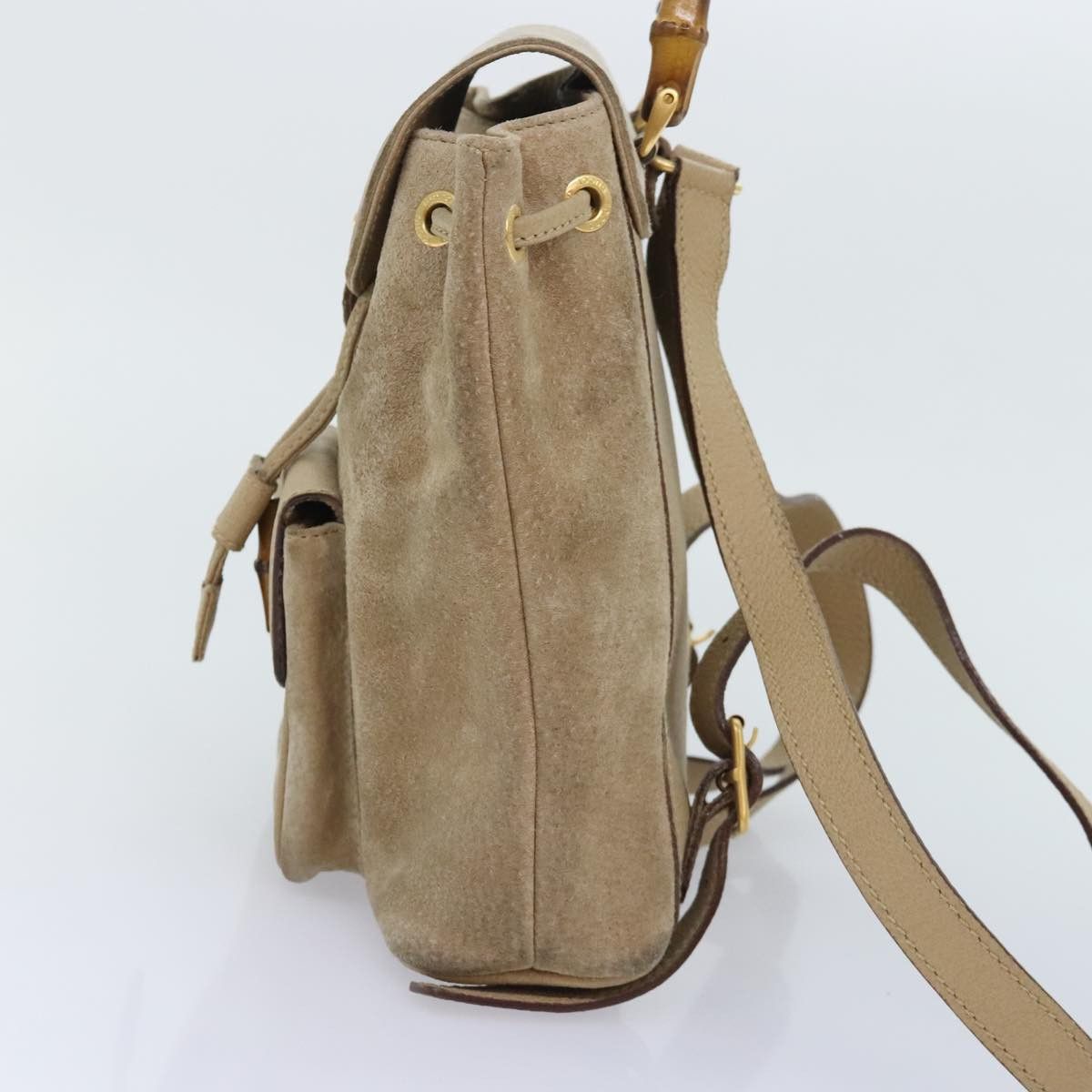 Gucci Bamboo Beige Suede Backpack Bag (Pre-Owned) Size ONE SIZE - 3 Thumbnail