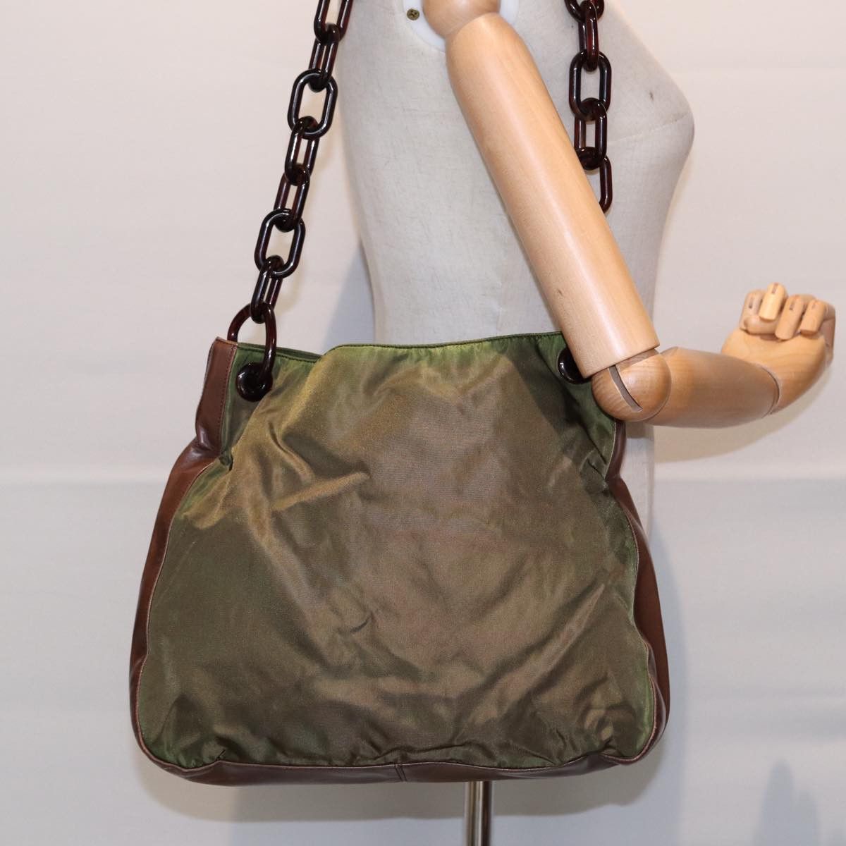 Prada Tessuto Green Synthetic Shoulder Bag (Pre-Owned) Size ONE SIZE - 14 Thumbnail