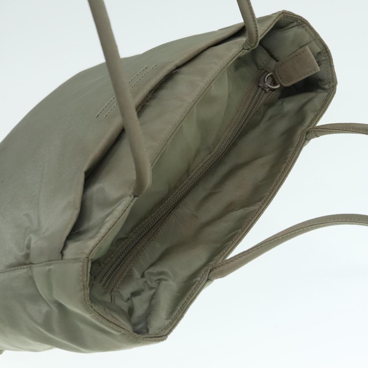 Prada Triangle Logo Khaki Synthetic Tote Bag (Pre-Owned) Size ONE SIZE - 17 Thumbnail