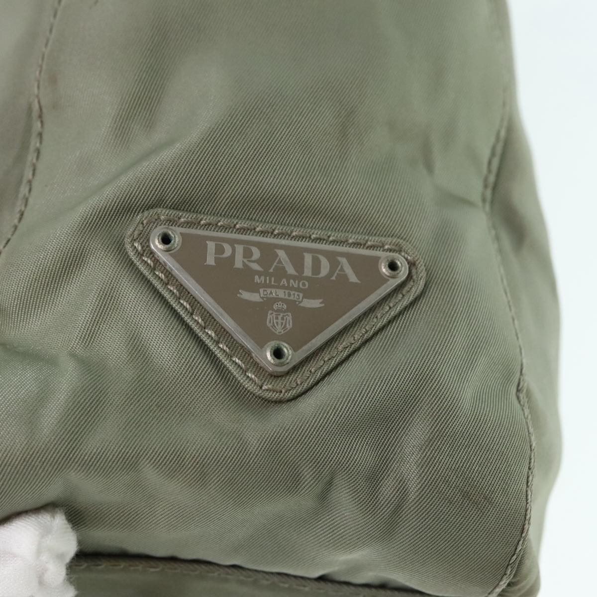 Prada Triangle Logo Khaki Synthetic Tote Bag (Pre-Owned) Size ONE SIZE - 19 Thumbnail
