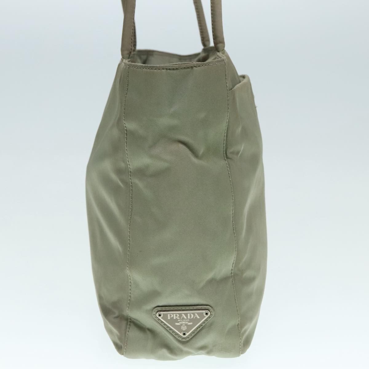 Prada Triangle Logo Khaki Synthetic Tote Bag (Pre-Owned) Size ONE SIZE - 4 Thumbnail