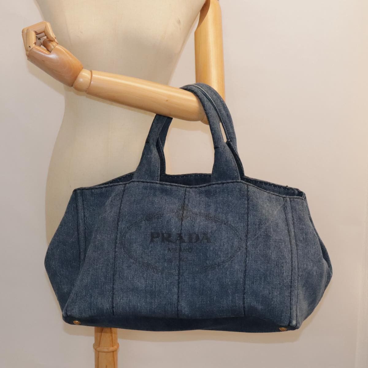 Prada Canapa Navy Denim - Jeans Tote Bag (Pre-Owned) Size ONE SIZE - 16 Thumbnail