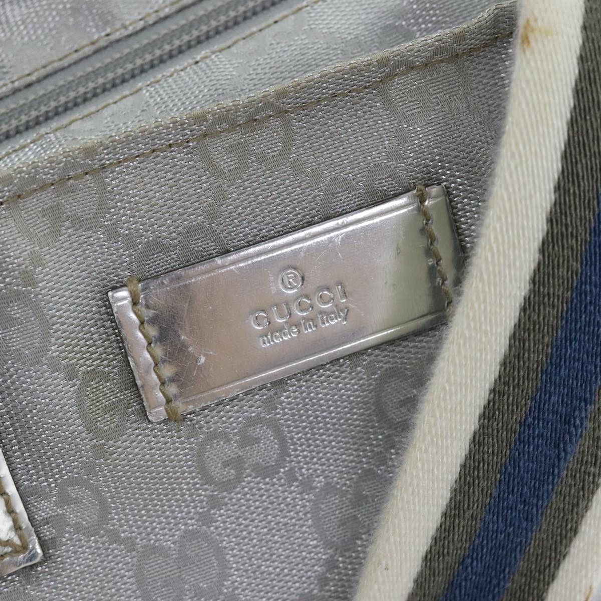 Gucci Web Grey Canvas Handbag (Pre-Owned) Size ONE SIZE - 13 Thumbnail