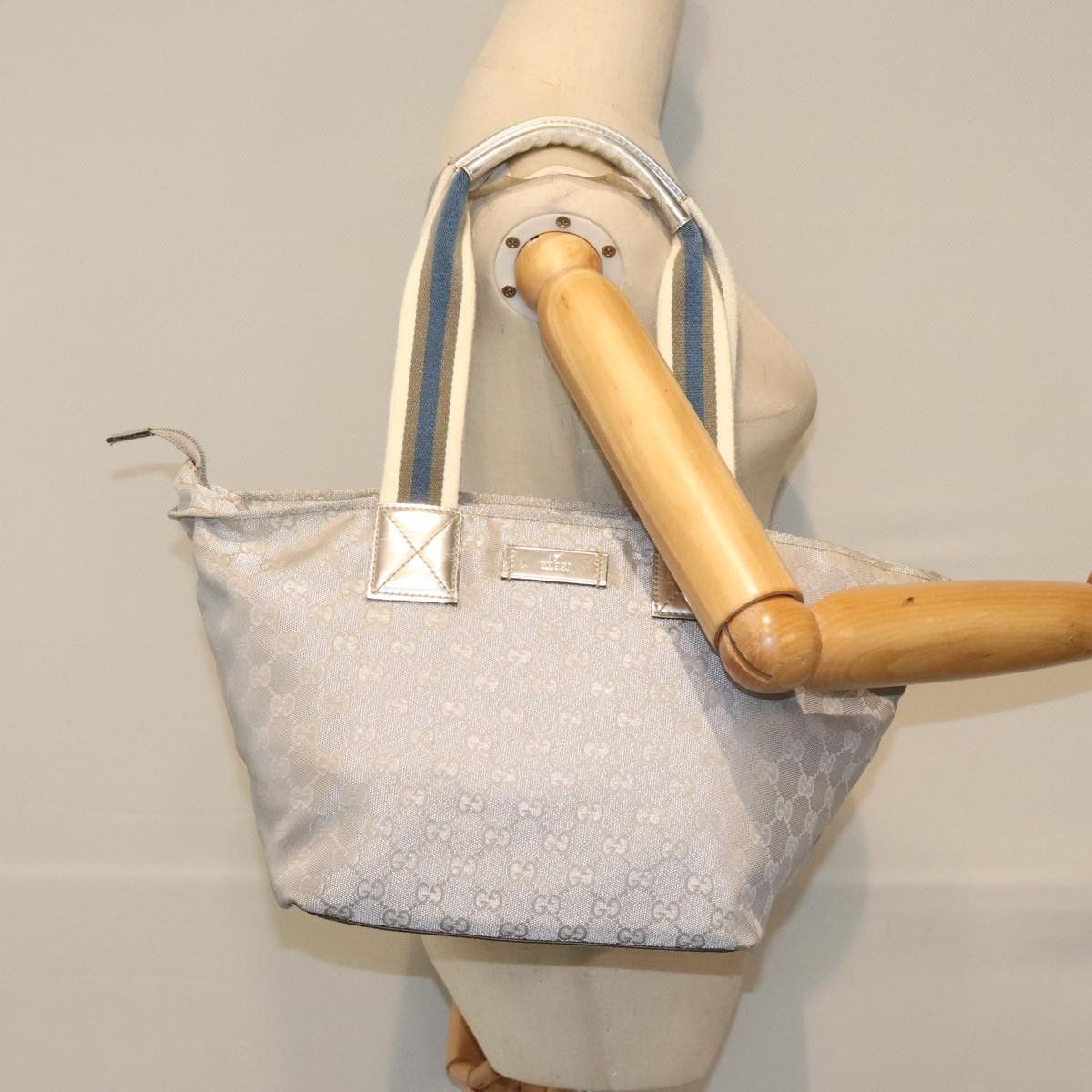Gucci Web Grey Canvas Handbag (Pre-Owned) Size ONE SIZE - 14 Thumbnail