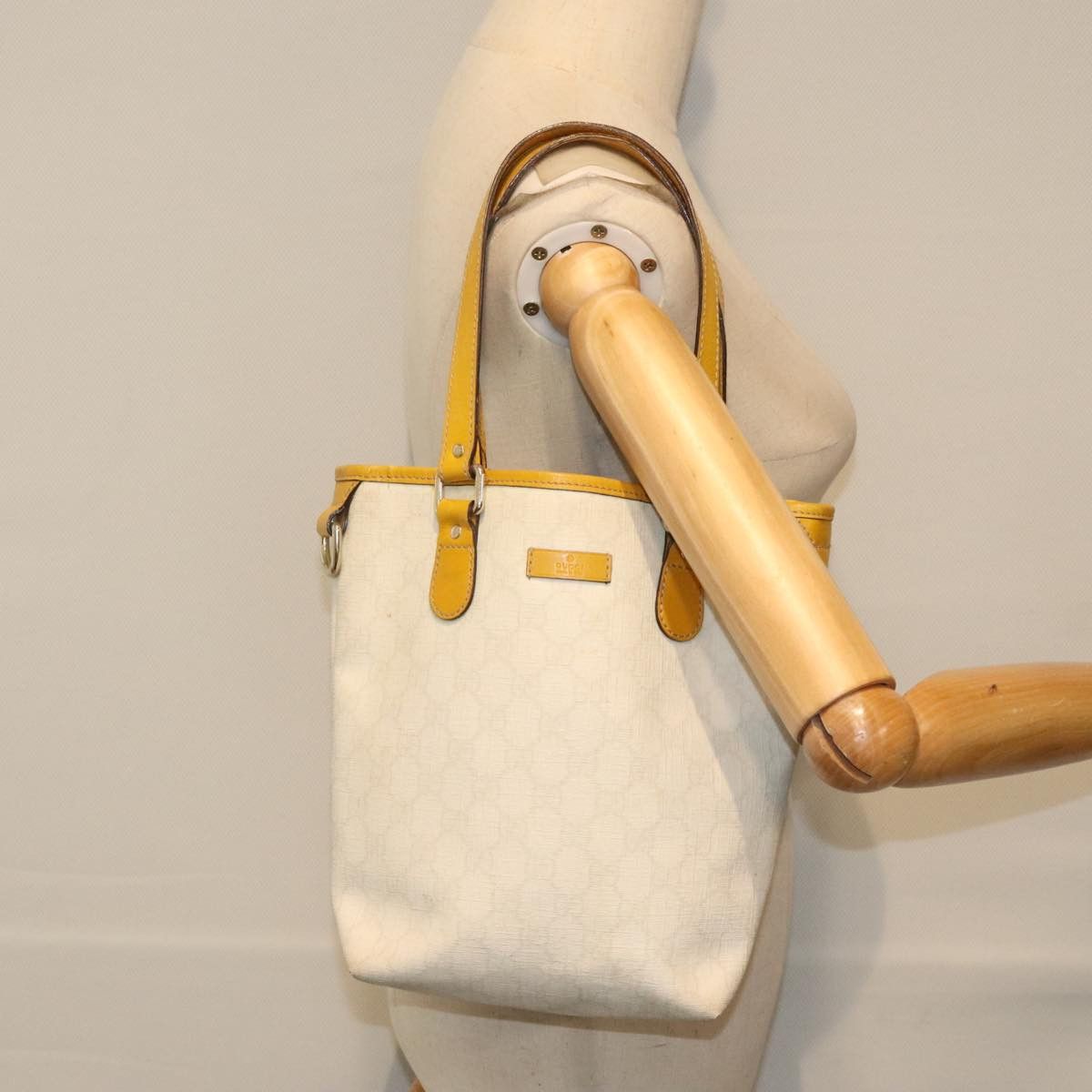 Gucci Gg Supreme White Leather Tote Bag (Pre-Owned) Size ONE SIZE - 11 Thumbnail