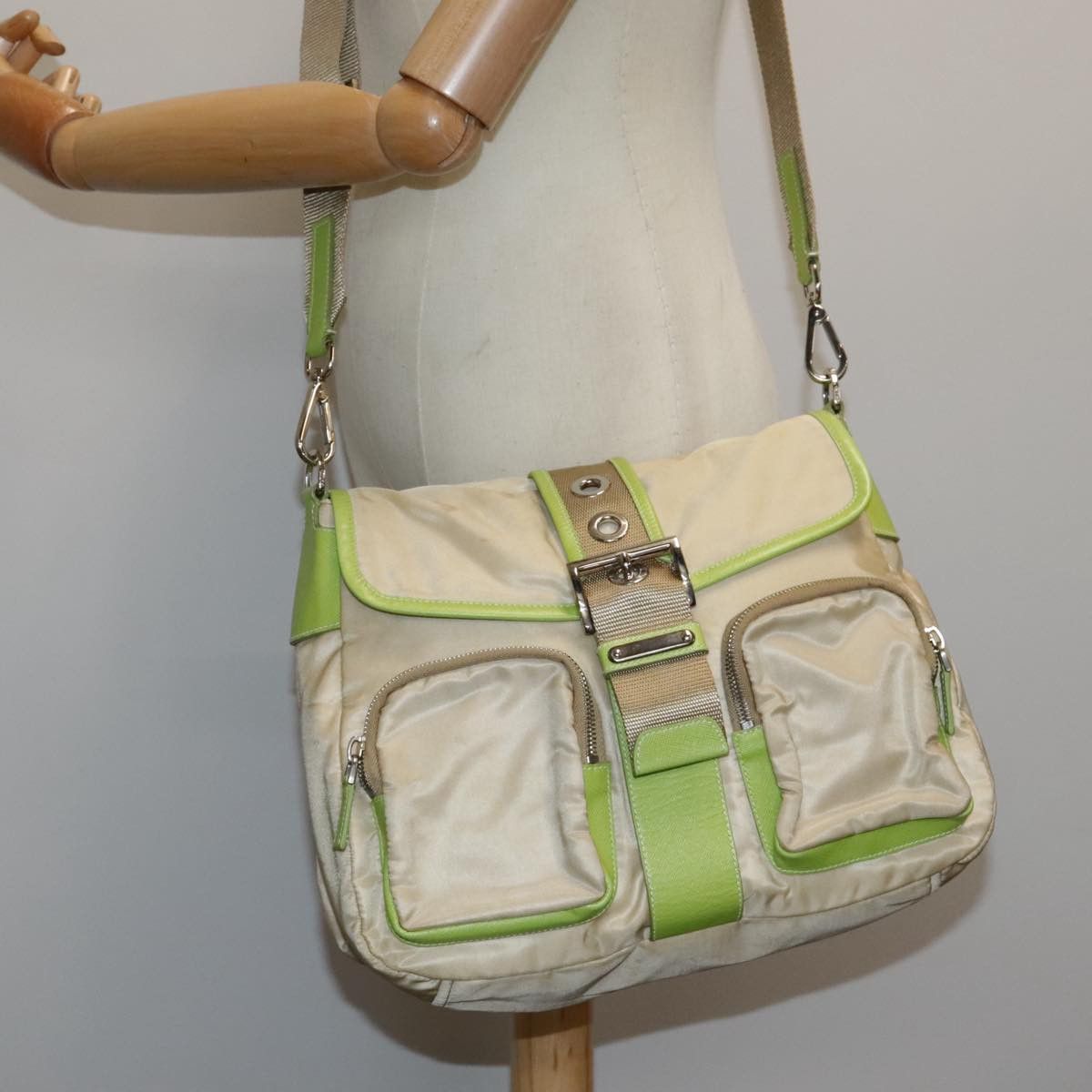 Prada Beige Canvas Shoulder Bag (Pre-Owned) Size ONE SIZE - 17 Thumbnail