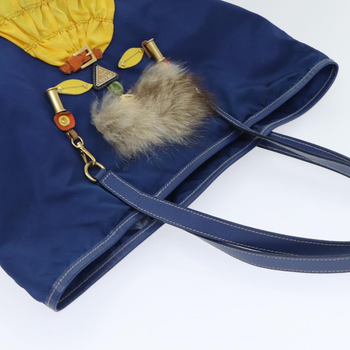 Prada Triangle Logo Blue Synthetic Tote Bag (Pre-Owned) Size ONE SIZE - 16 Thumbnail