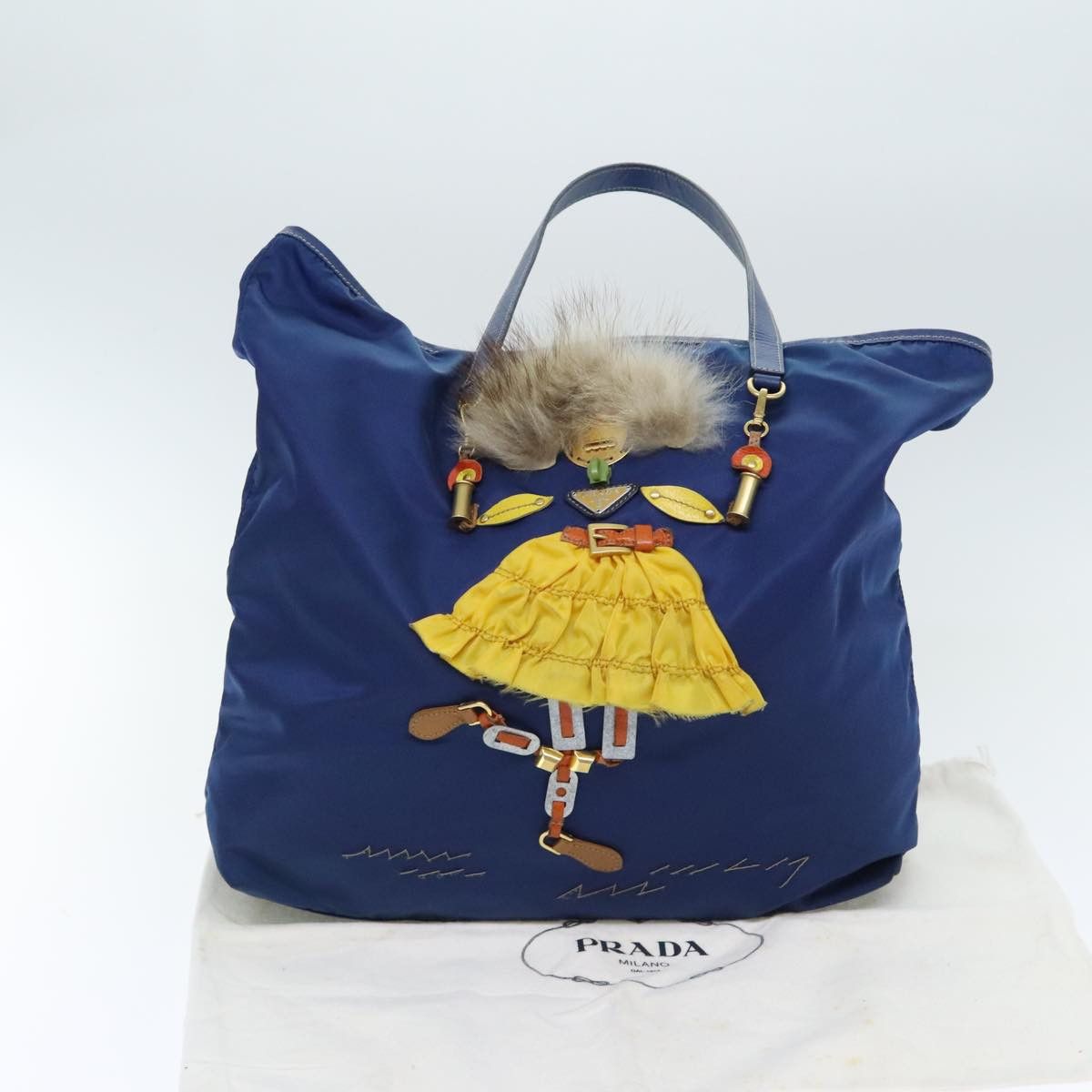 Prada Triangle Logo Blue Synthetic Tote Bag (Pre-Owned) Size ONE SIZE - 13 Thumbnail