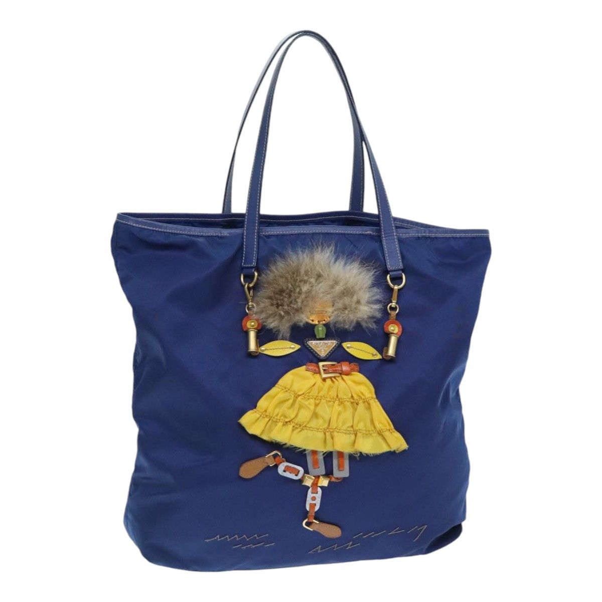 Prada Triangle Logo Blue Synthetic Tote Bag (Pre-Owned) Size ONE SIZE - 15 Thumbnail