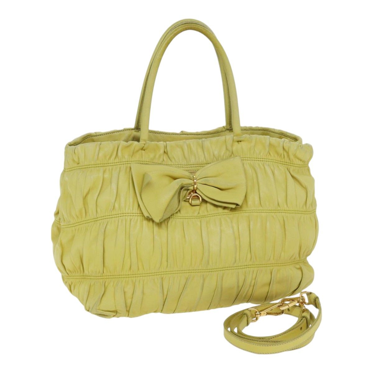 Prada Ribbon Yellow Leather Handbag (Pre-Owned) Size ONE SIZE - 16 Thumbnail