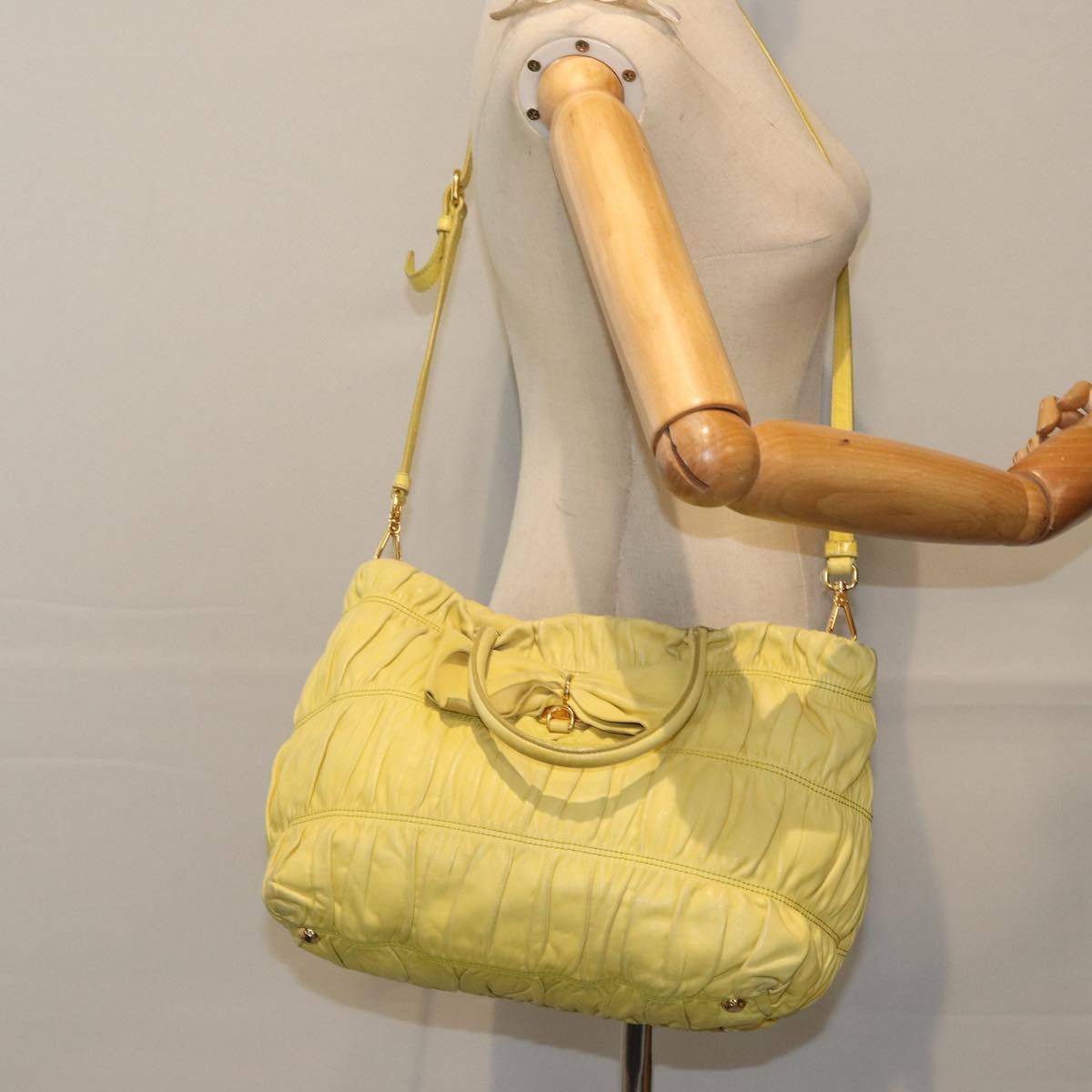 Prada Ribbon Yellow Leather Handbag (Pre-Owned) Size ONE SIZE - 14 Thumbnail