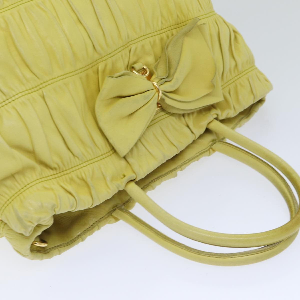 Prada Ribbon Yellow Leather Handbag (Pre-Owned) Size ONE SIZE - 15 Thumbnail