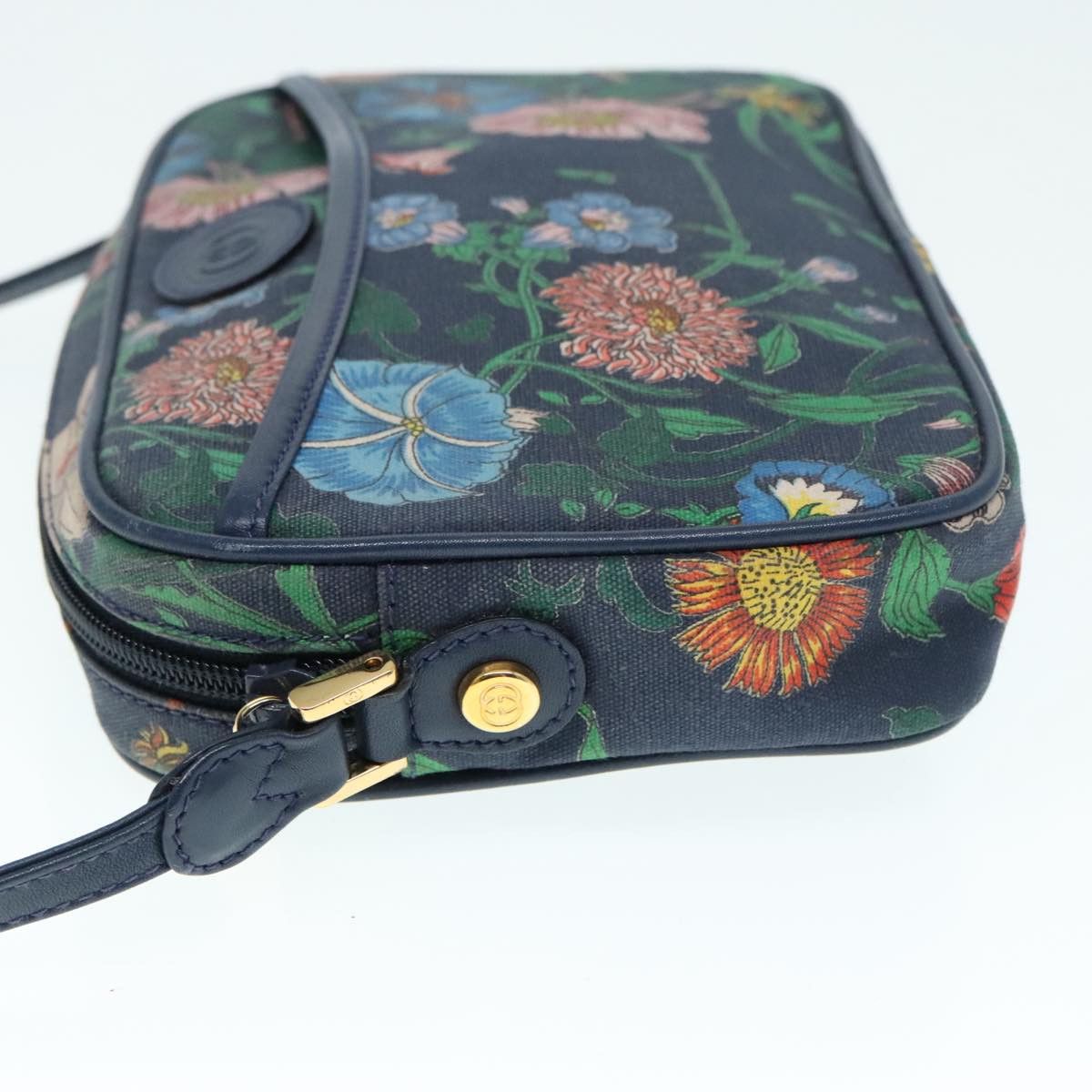 Gucci Gg Flora Navy Canvas Shoulder Bag (Pre-Owned) Size ONE SIZE - 4 Thumbnail